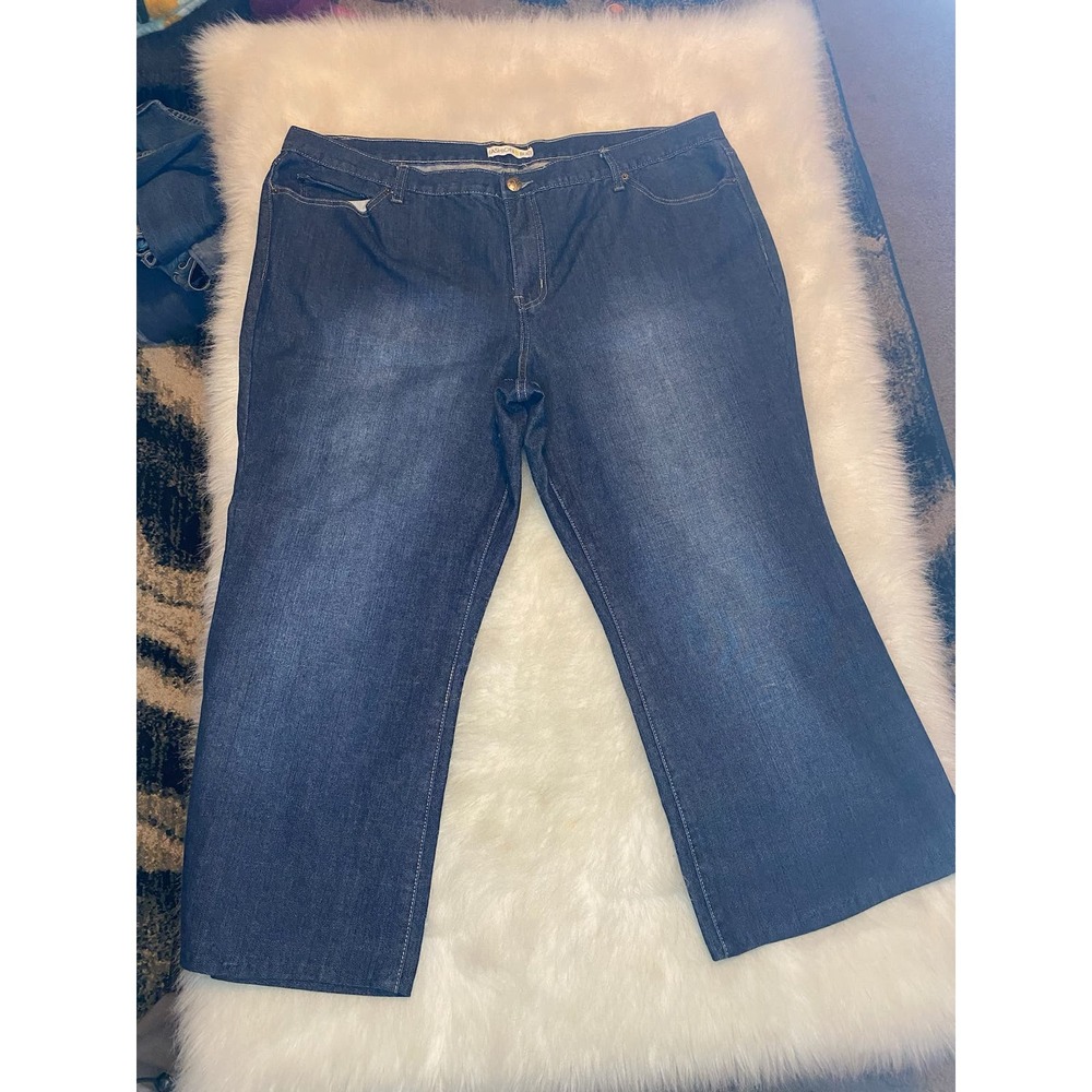 Fashion Bug sz 28WP women dark wash wide leg denim jeans 0736
